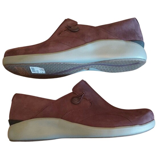 Clarks Un Loop 2 Walk Aubergine Leather Shoes Slip On 11 W - Picture 5 of 6